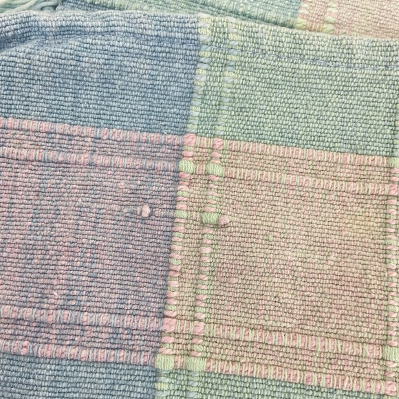 Vintage 4 piece soft pastel plaid checkered cotton placemats fringe edges - Picture 2 of 8